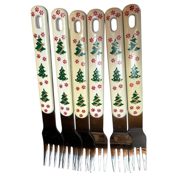 VTG Northland Stainless Japan Christmas Trees Flatware For 6 - 24 Pieces - Picture 2 of 11